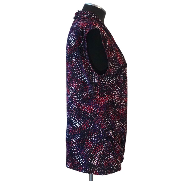 Vince Camuto - Drape Neck Faux Wrap Print Stretch Top – Large - Picture 4 of 9